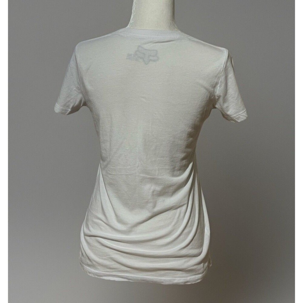 FOX Racing Fitted T-shirt Ladies Size M White Black Graphic Design Y2K - Picture 2 of 8